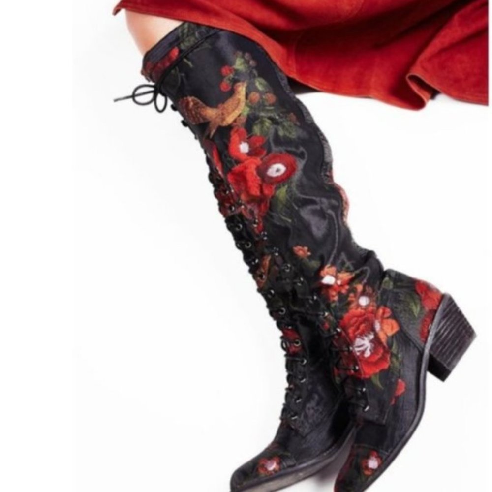 **ISO** Free People Floral Joe Jeffrey Campbell Boots 9 9.5